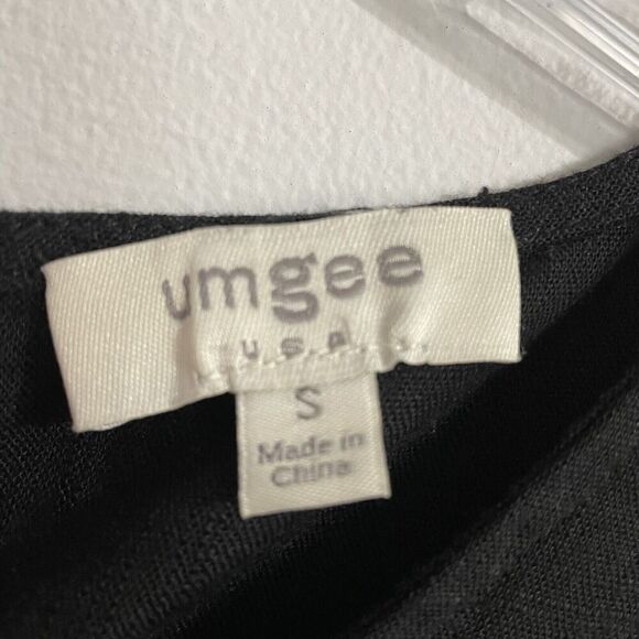 Umgee Dress Women Size Small Black Linen Blend A-Line Short Tiered Raw Hem B… - Picture 7 of 8